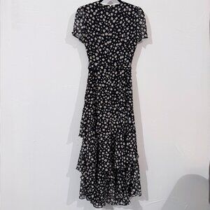 Karl Lagerfeld Paris Black Floral maxi Dress – Size 2 – Ruffle Tiered